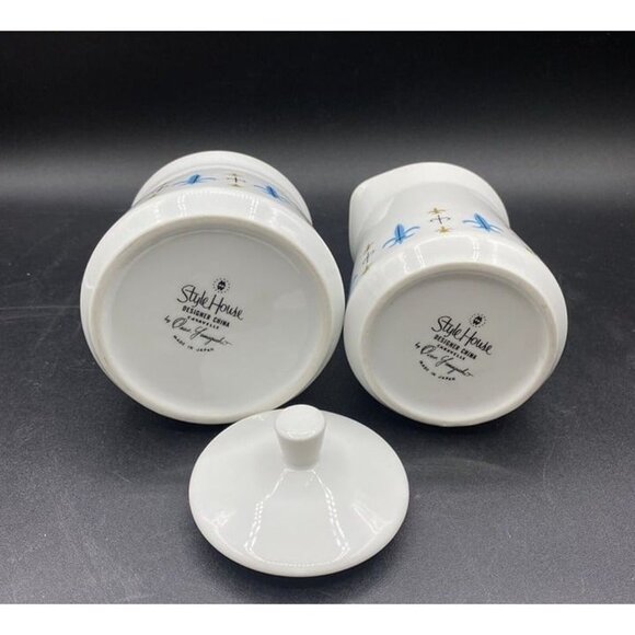 Style House China Caravelle Creamer Covered Sugar Yamaguchi Fleur de Lis Japan - Picture 9 of 12